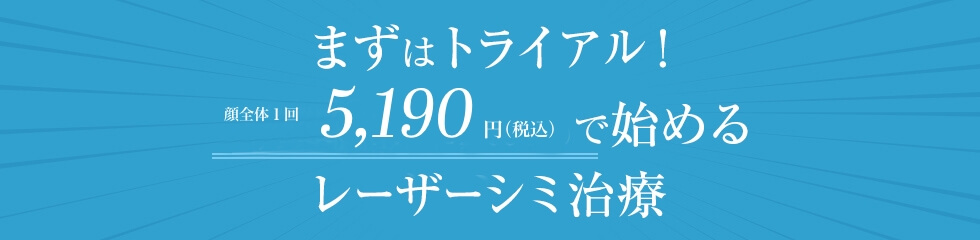 まずはトライアル 4,710円で始めるレーザーシミ治療