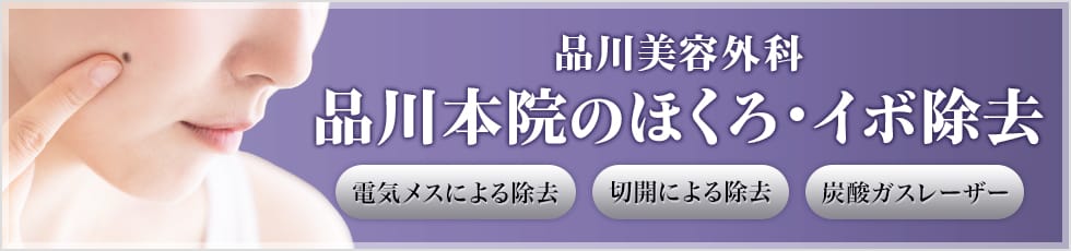 品川美容外科 品川本院のほくろ・イボ除去 電気メスによる除去・切開による除去・炭酸ガスレーザー