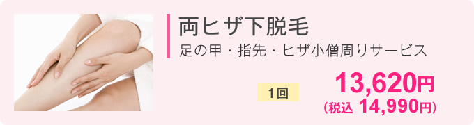 両ヒザ下脱毛 1回 13,880円(税抜)