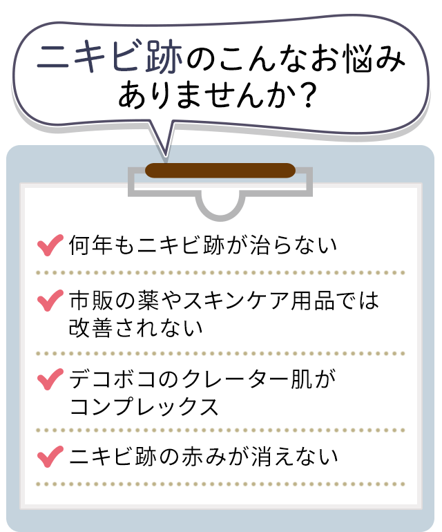 ニキビ跡のこんなお悩みありませんか？