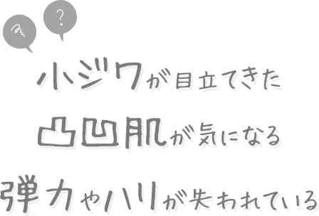 小ジワが目立てきた 凸凹肌が気になる 弾力やハリが失われている